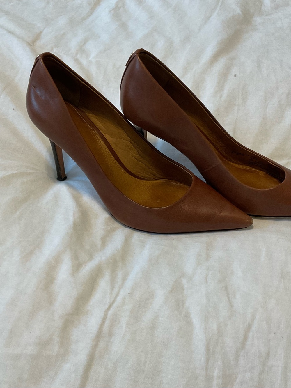 Coach Brown Pointed Toe Leather Stiletto Heels